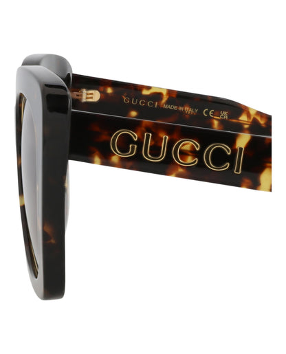 Gucci Womens Square/Rectangle Havana Havana Brown Fashion Designer Eyewear