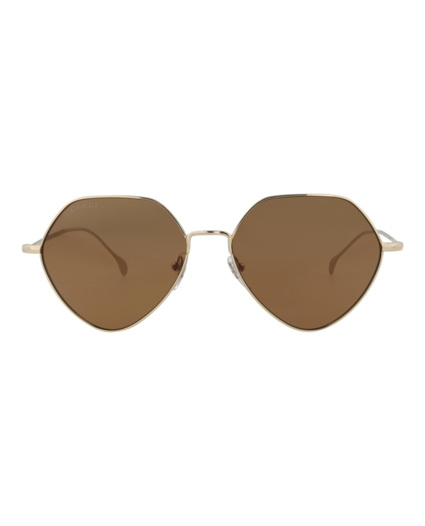 Gucci Womens Square/Rectangle Gold Gold Brown Fashion Designer Eyewear