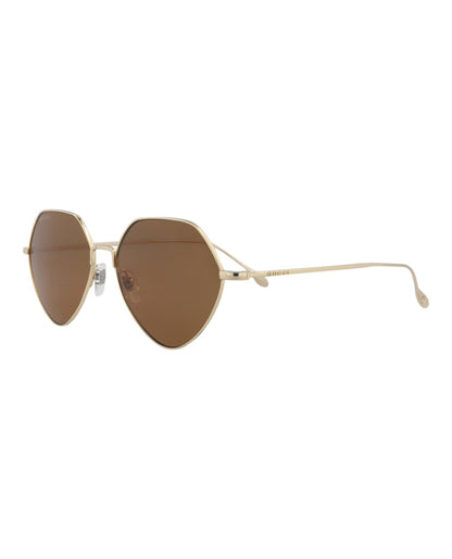 Gucci Womens Square/Rectangle Gold Gold Brown Fashion Designer Eyewear