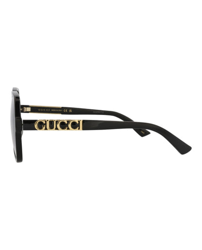 Gucci Womens Square/Rectangle Black Black Grey Fashion Designer Eyewear