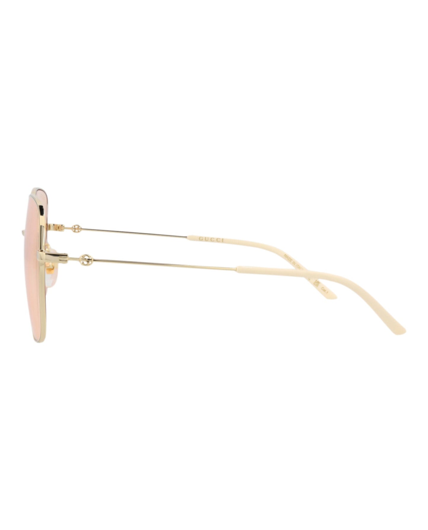 Gucci Womens Square/Rectangle Gold Gold Pink Fashion Designer Eyewear