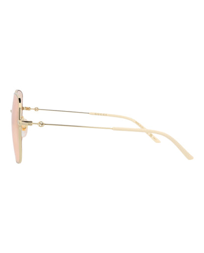 Gucci Womens Square/Rectangle Gold Gold Pink Fashion Designer Eyewear
