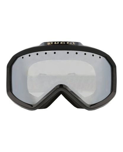 Gucci Unisex Shield/Wrap Black Green Silver Fashion Designer Eyewear