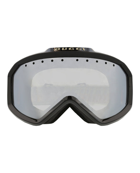 Gucci Unisex Shield/Wrap Black Green Silver Fashion Designer Eyewear