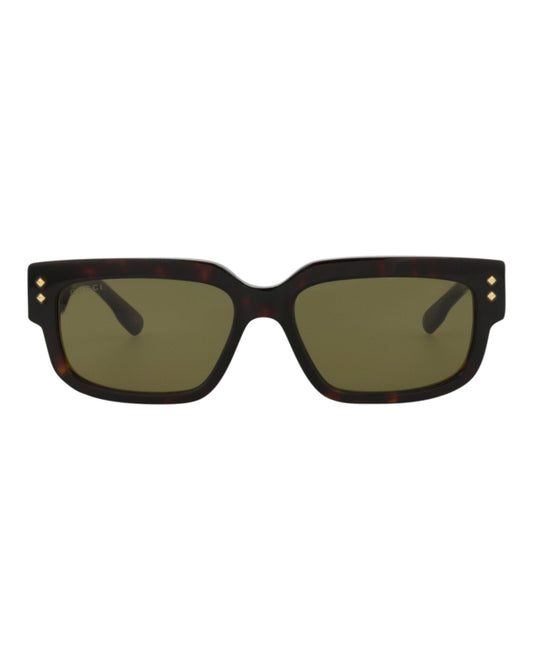 Gucci Mens Square/Rectangle Havana Havana Green Fashion Designer Eyewear