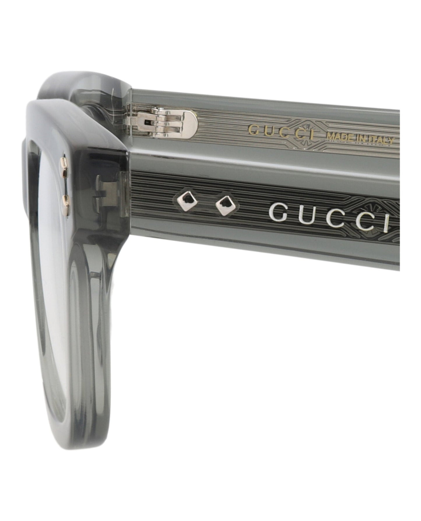Gucci Mens Square/Rectangle Grey Grey Transparent Fashion Designer Eyewear