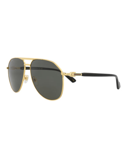 Gucci Mens Aviator Gold Gold Grey Fashion Designer Eyewear