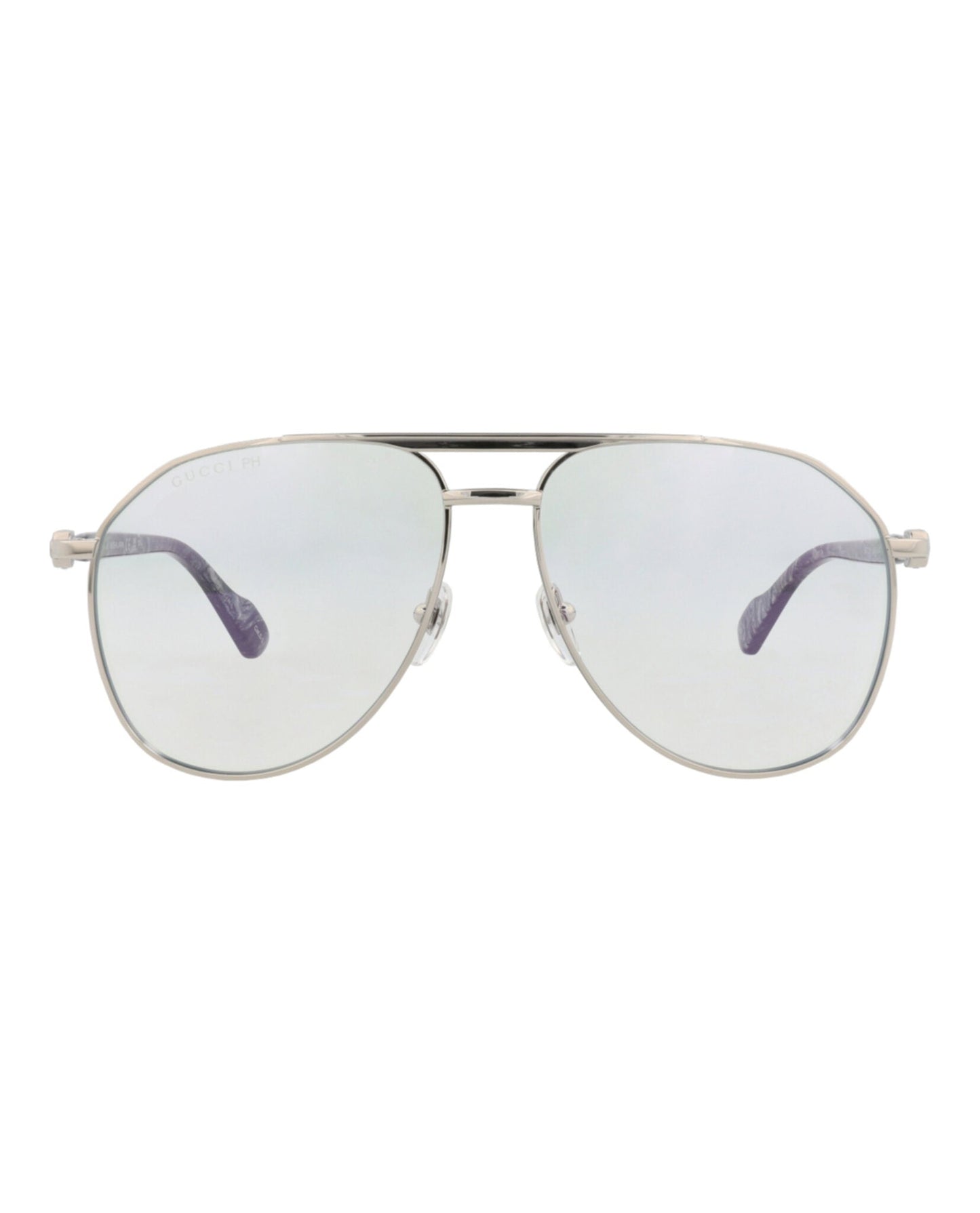 Gucci Mens Aviator Silver Silver Transparent Fashion Designer Eyewear