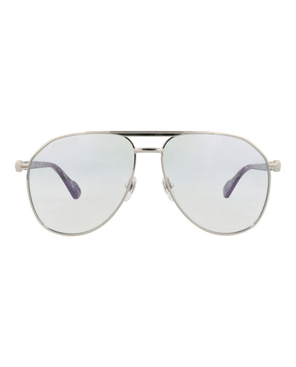 Gucci Mens Aviator Silver Silver Transparent Fashion Designer Eyewear