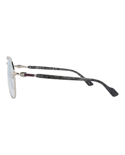 Gucci Mens Aviator Silver Silver Transparent Fashion Designer Eyewear