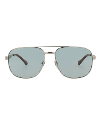 Gucci Mens Aviator Silver Silver Green Fashion Designer Eyewear