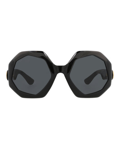 Gucci Womens Round/Oval Black Black Grey Fashion Designer Eyewear