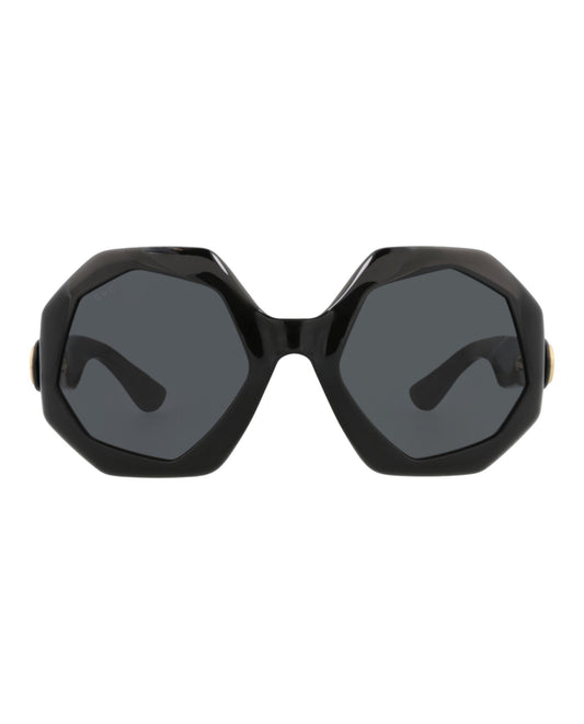 Gucci Womens Round/Oval Black Black Grey Fashion Designer Eyewear