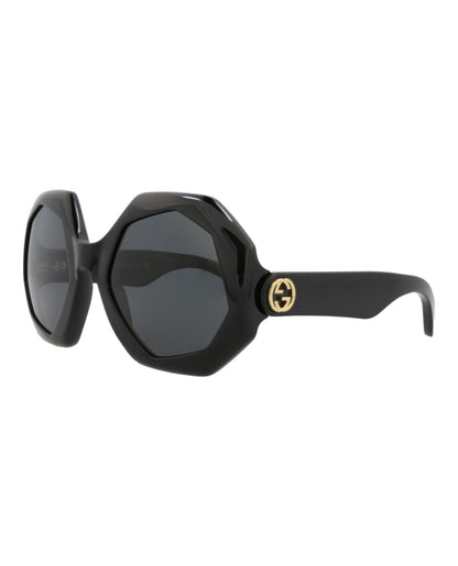Gucci Womens Round/Oval Black Black Grey Fashion Designer Eyewear