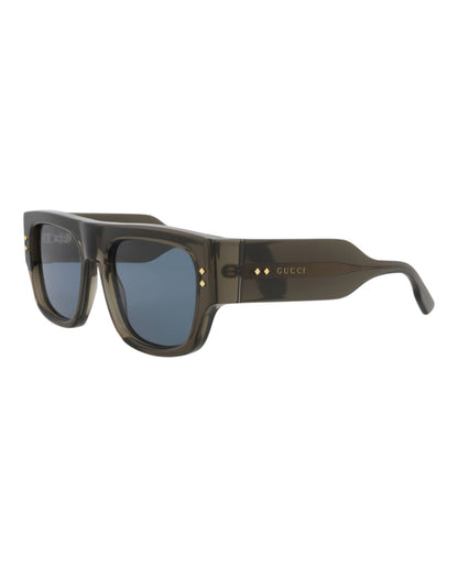 Gucci Mens Square/Rectangle Grey Grey Blue Fashion Designer Eyewear