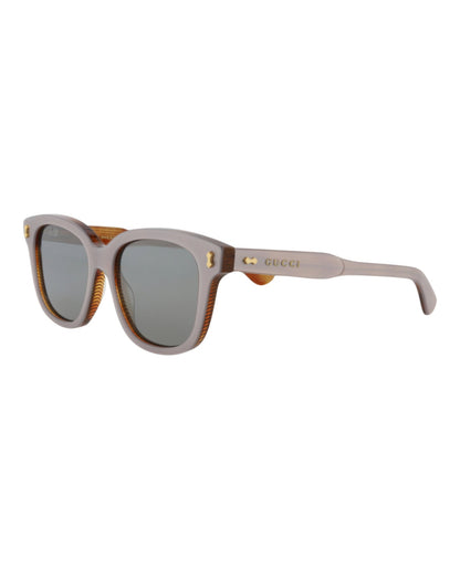 Gucci Mens Square/Rectangle Silver Silver Brown Fashion Designer Eyewear