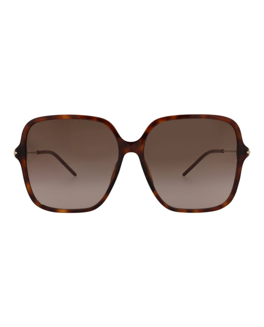 Gucci Womens Square/Rectangle Havana Gold Brown Fashion Designer Eyewear