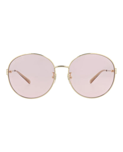 Gucci Womens Round/Oval Gold Gold Pink Fashion Designer Eyewear