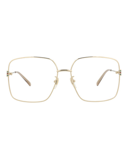 Gucci Womens Square/Rectangle Gold Gold Transparent Fashion Designer Eyewear