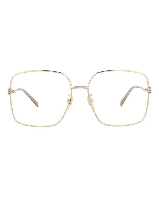 Gucci Womens Square/Rectangle Gold Gold Transparent Fashion Designer Eyewear