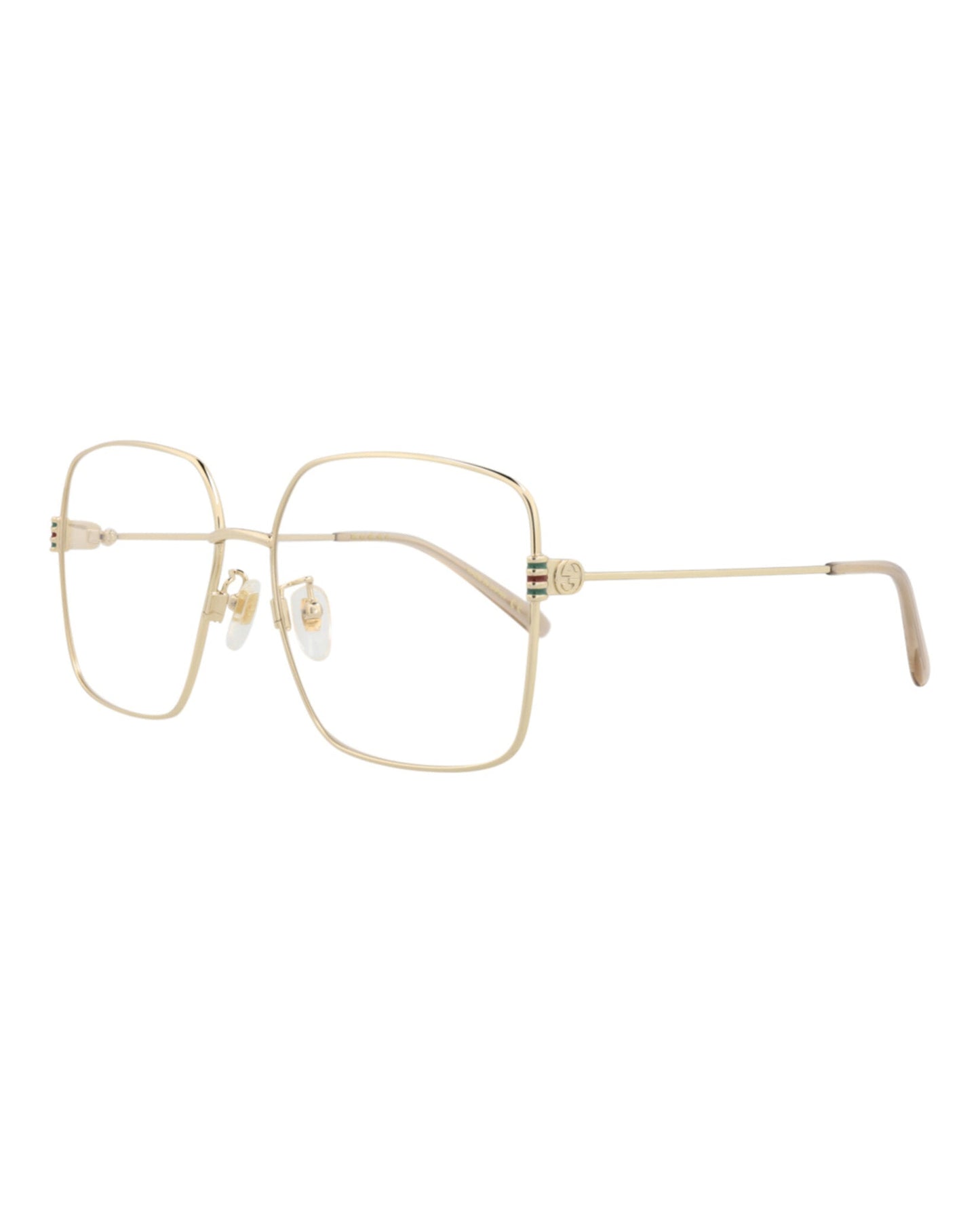 Gucci Womens Square/Rectangle Gold Gold Transparent Fashion Designer Eyewear