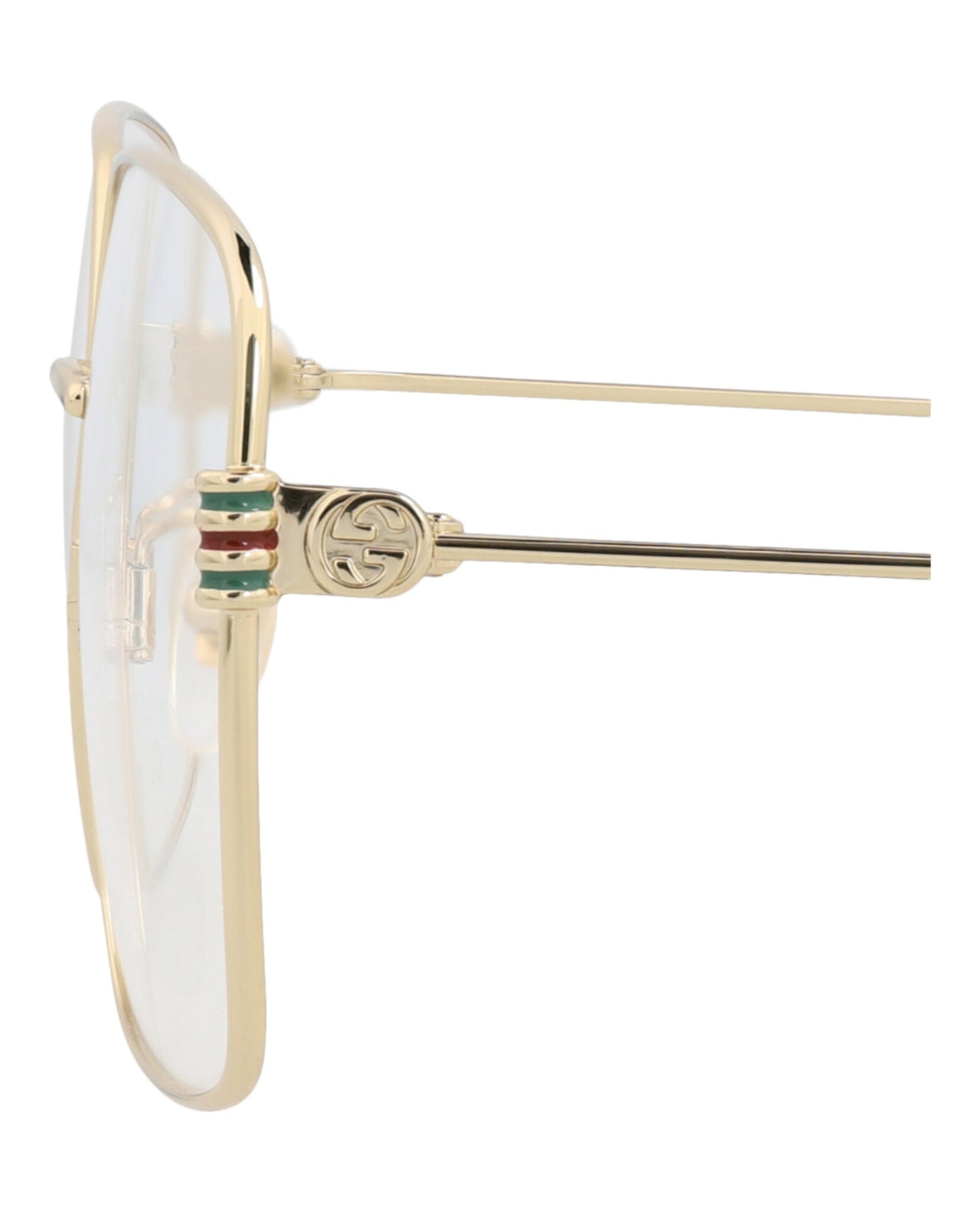 Gucci Womens Square/Rectangle Gold Gold Transparent Fashion Designer Eyewear
