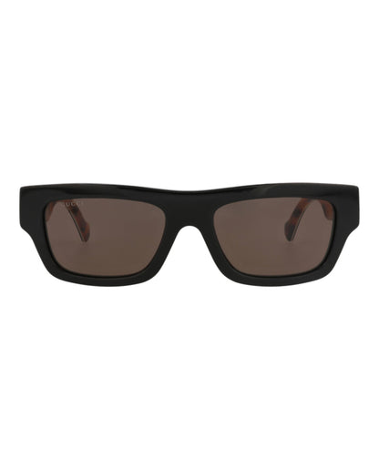 Gucci Mens Square/Rectangle Black Black Brown Fashion Designer Eyewear