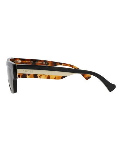 Gucci Mens Square/Rectangle Black Black Brown Fashion Designer Eyewear