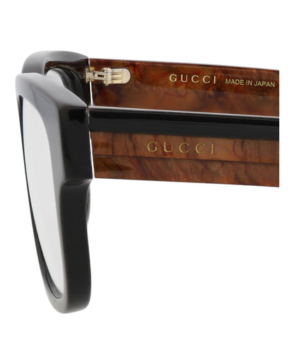 Gucci Mens Square/Rectangle Black Black Transparent Fashion Designer Eyewear