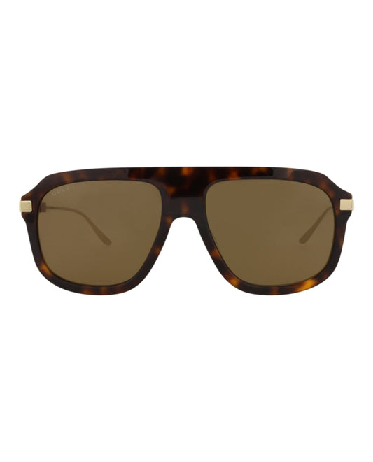 Gucci Mens Aviator Havana Gold Brown Fashion Designer Eyewear