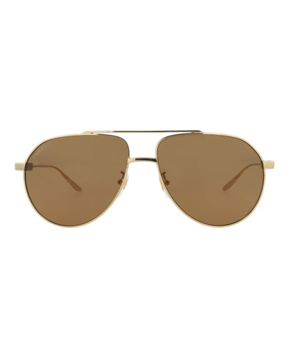 Gucci Mens Aviator Gold Gold Brown Fashion Designer Eyewear