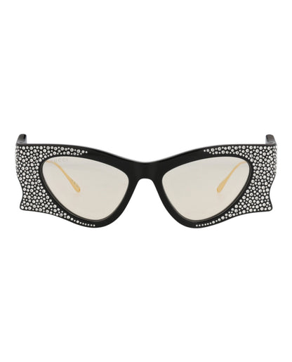 Gucci Womens Cat Eye Black Gold Yellow Fashion Designer Eyewear