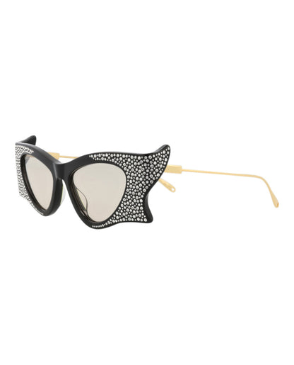 Gucci Womens Cat Eye Black Gold Yellow Fashion Designer Eyewear