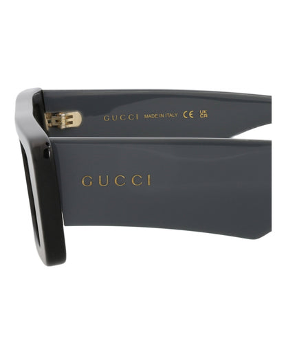 Gucci Mens Square/Rectangle Black Grey Silver Fashion Designer Eyewear