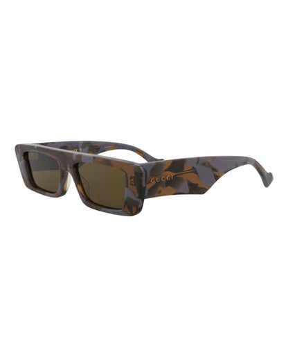 Gucci Mens Square/Rectangle Havana Havana Brown Fashion Designer Eyewear