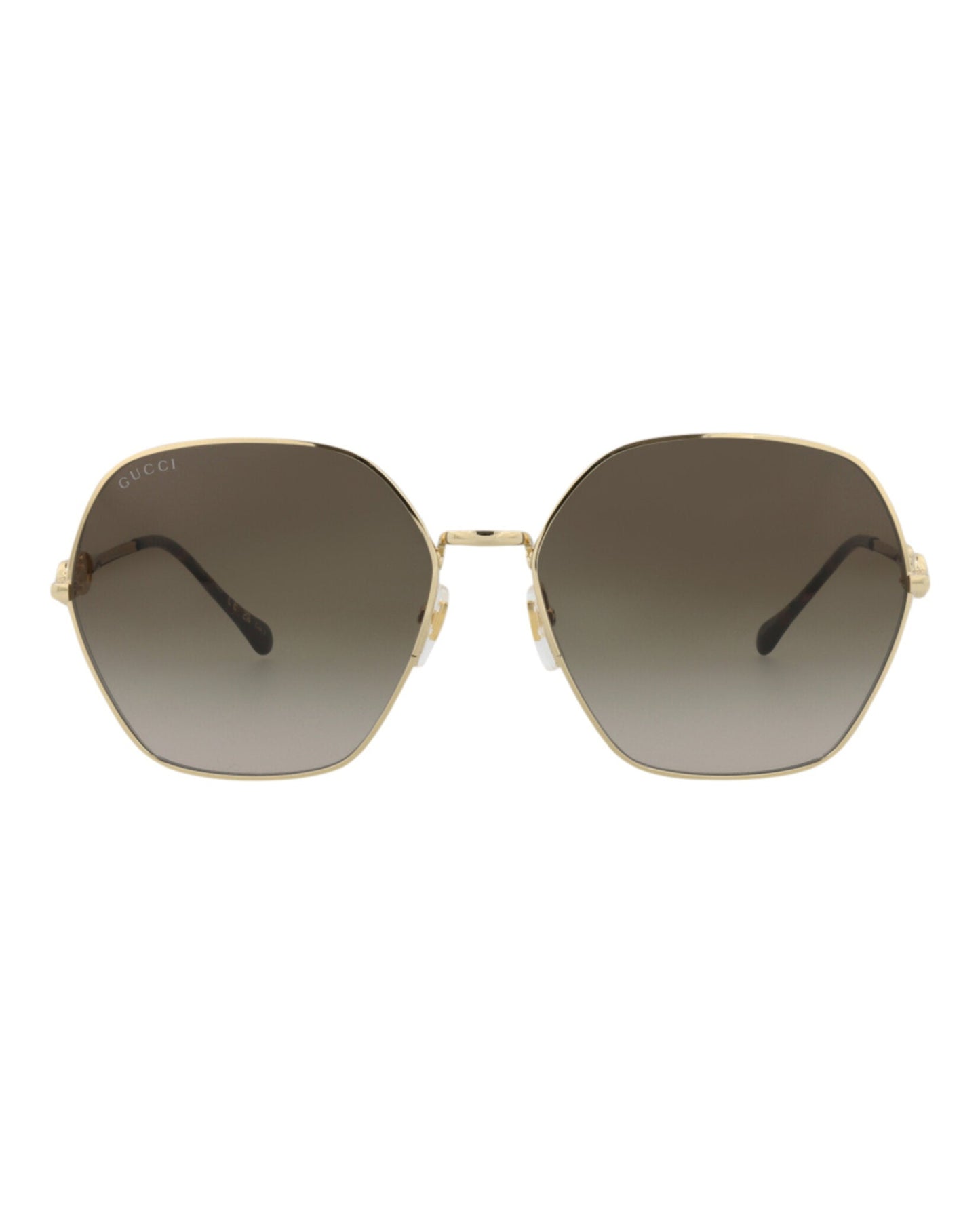 Gucci Womens Square/Rectangle Gold Gold Brown Fashion Designer Eyewear