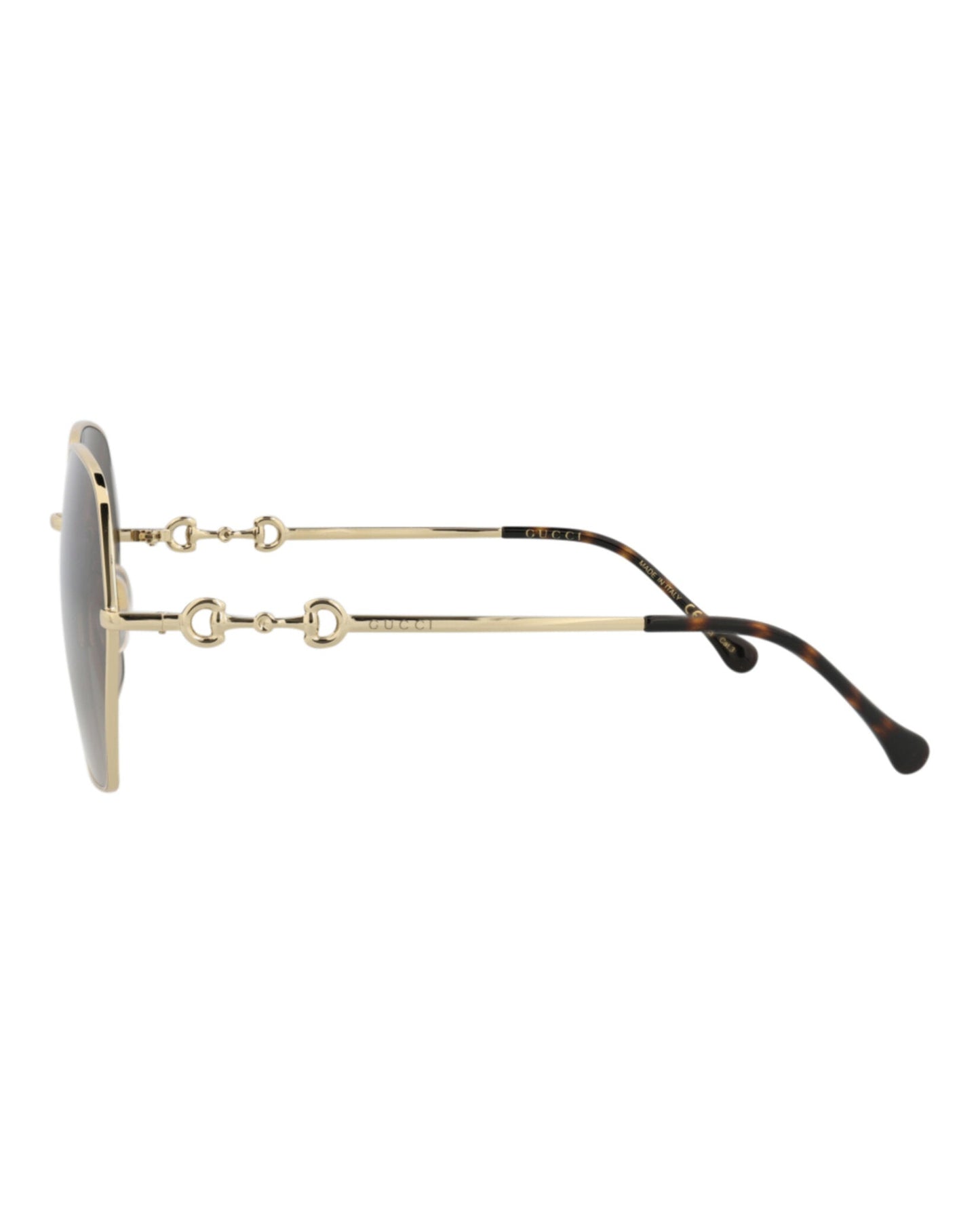 Gucci Womens Square/Rectangle Gold Gold Brown Fashion Designer Eyewear