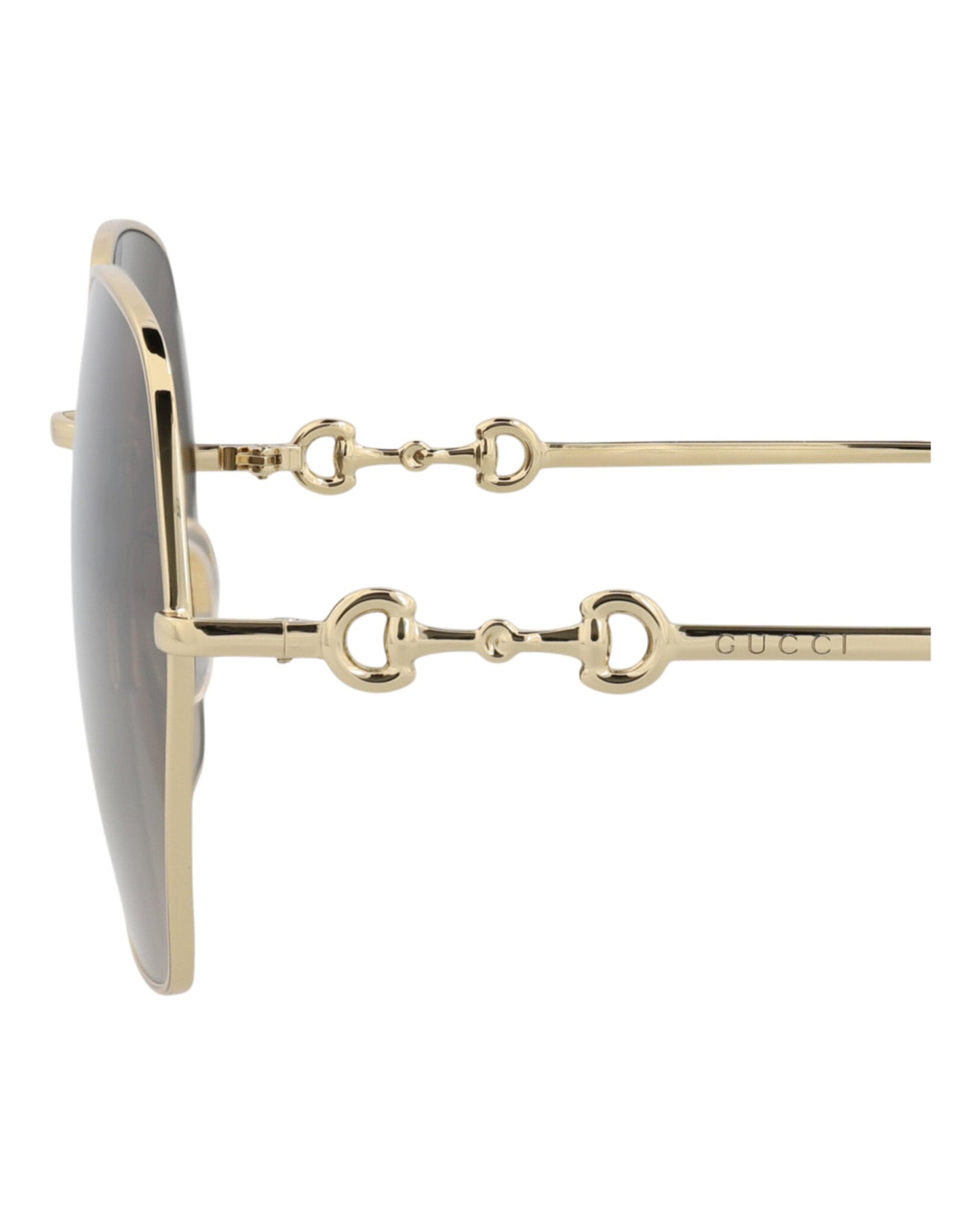 Gucci Womens Square/Rectangle Gold Gold Brown Fashion Designer Eyewear