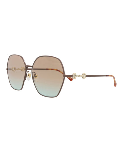 Gucci Womens Square/Rectangle Brown Brown Brown Fashion Designer Eyewear