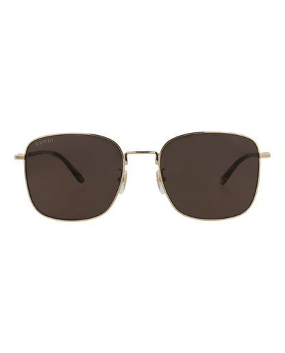 Gucci Mens Square/Rectangle Gold Havana Brown Fashion Designer Eyewear
