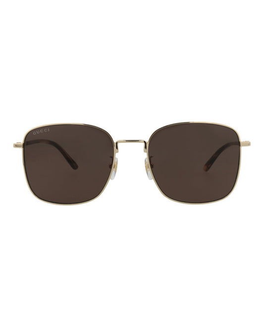 Gucci Mens Square/Rectangle Gold Havana Brown Fashion Designer Eyewear