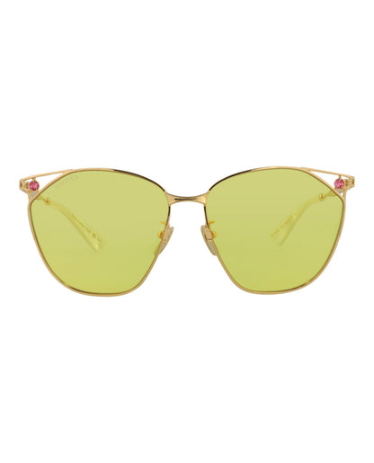 Gucci Womens Cat Eye Gold Gold Yellow Fashion Designer Eyewear