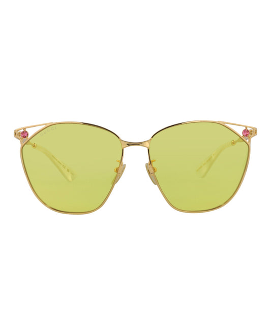 Gucci Womens Cat Eye Gold Gold Yellow Fashion Designer Eyewear