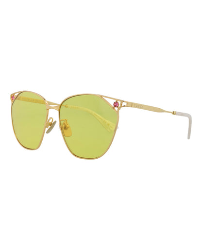 Gucci Womens Cat Eye Gold Gold Yellow Fashion Designer Eyewear
