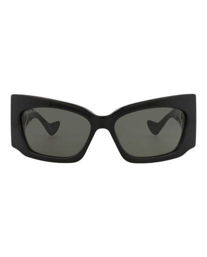 Gucci Womens Shield/Wrap Black Black Grey Fashion Designer Eyewear