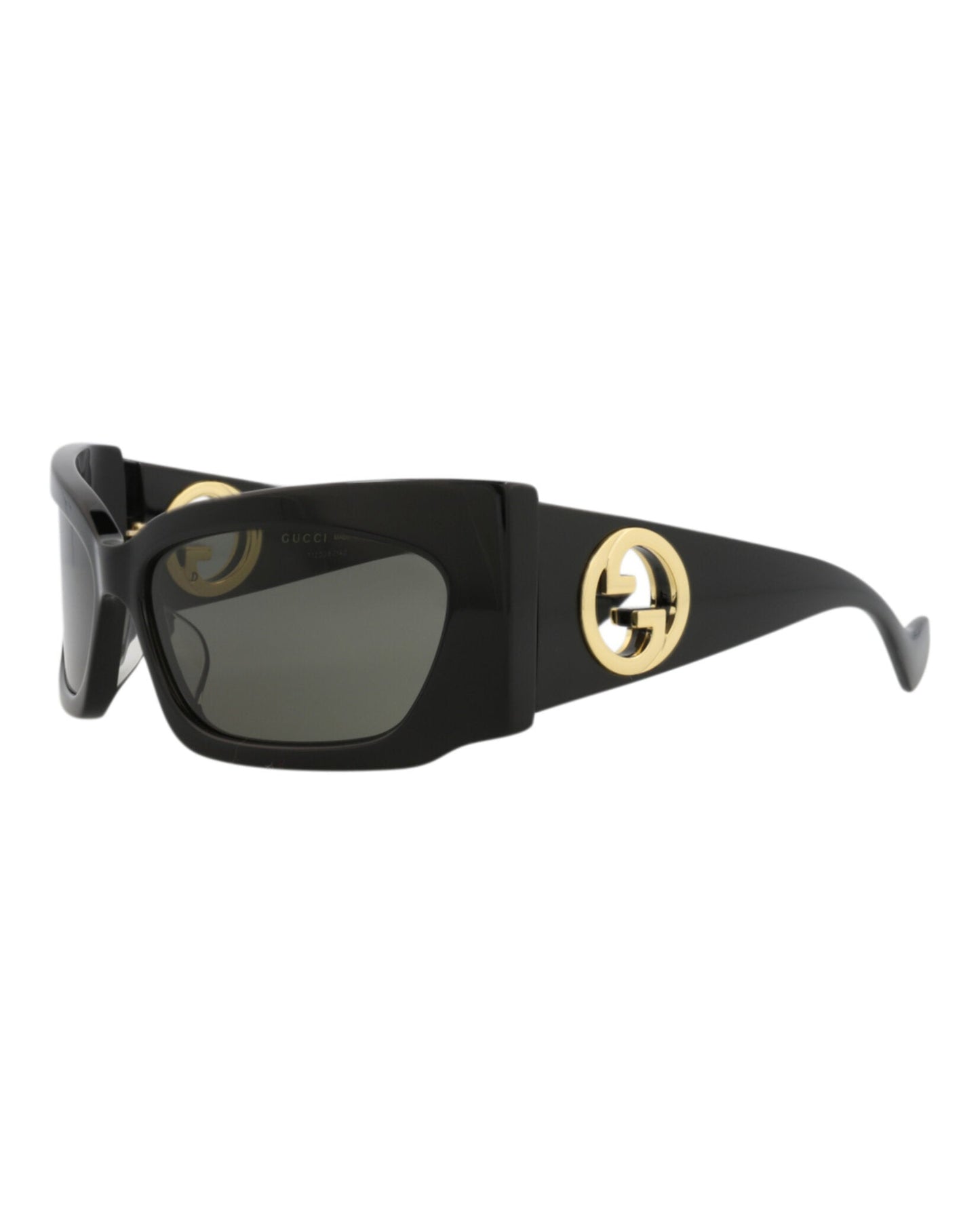 Gucci Womens Shield/Wrap Black Black Grey Fashion Designer Eyewear
