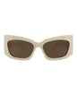 Gucci Womens Shield/Wrap Ivory Ivory Brown Fashion Designer Eyewear