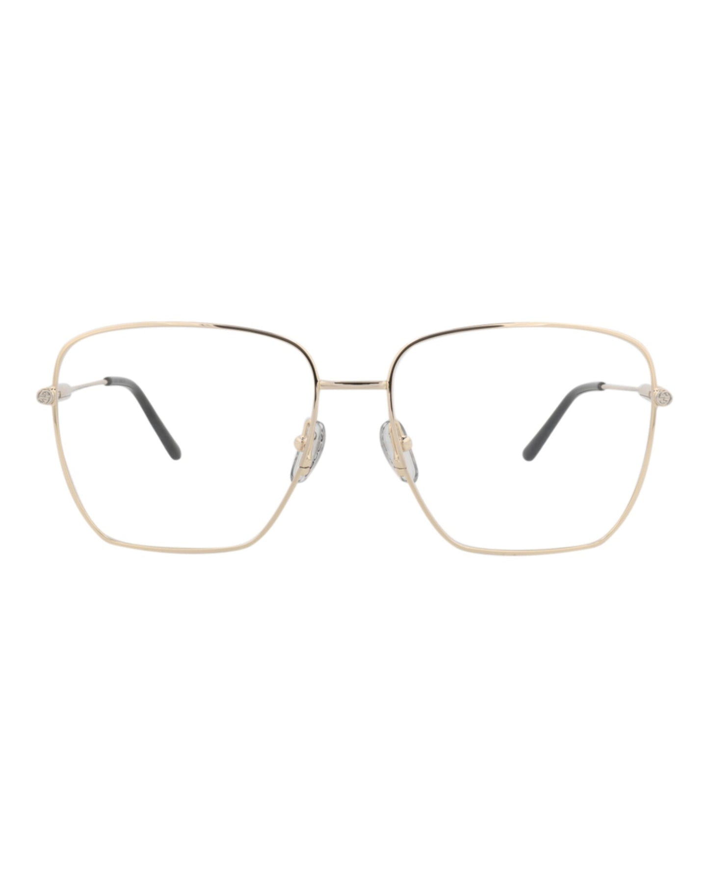 Gucci Womens Square/Rectangle Gold Gold Transparent Fashion Designer Eyewear