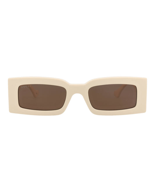 Gucci Womens Square/Rectangle Ivory Ivory Brown Fashion Designer Eyewear
