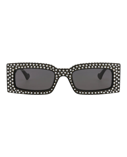 Gucci Womens Square/Rectangle Black Black Grey Fashion Designer Eyewear